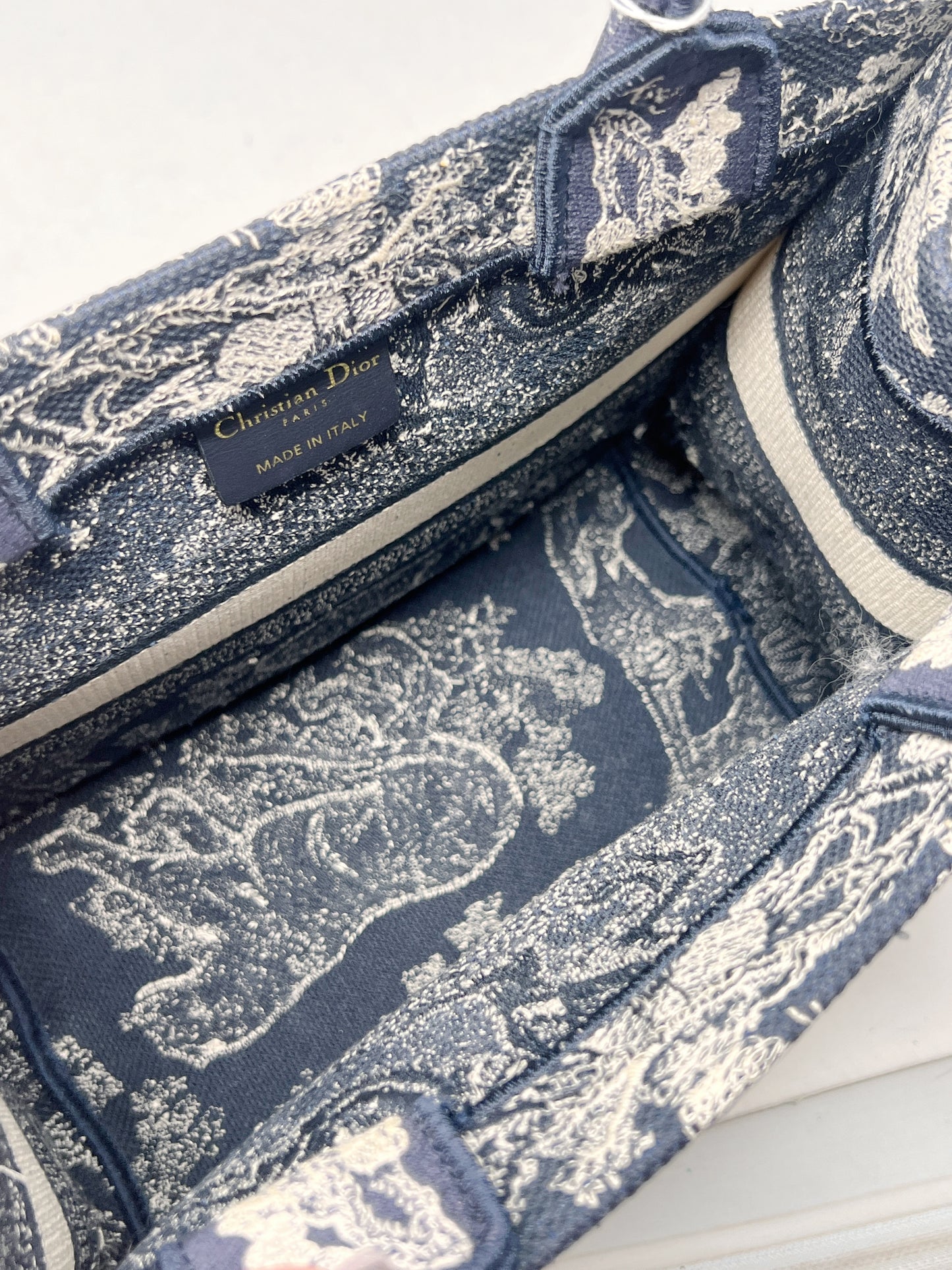 Dior Canvas Embroidery Book Tote Small